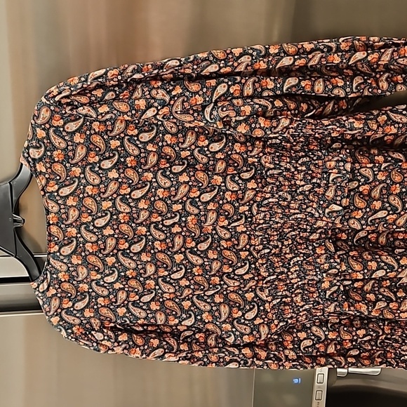 💕DOEN💕 Cecily Dress ~ 100% Ramie Teal Canterbury Paisley Print XL NWOT - Picture 15 of 16